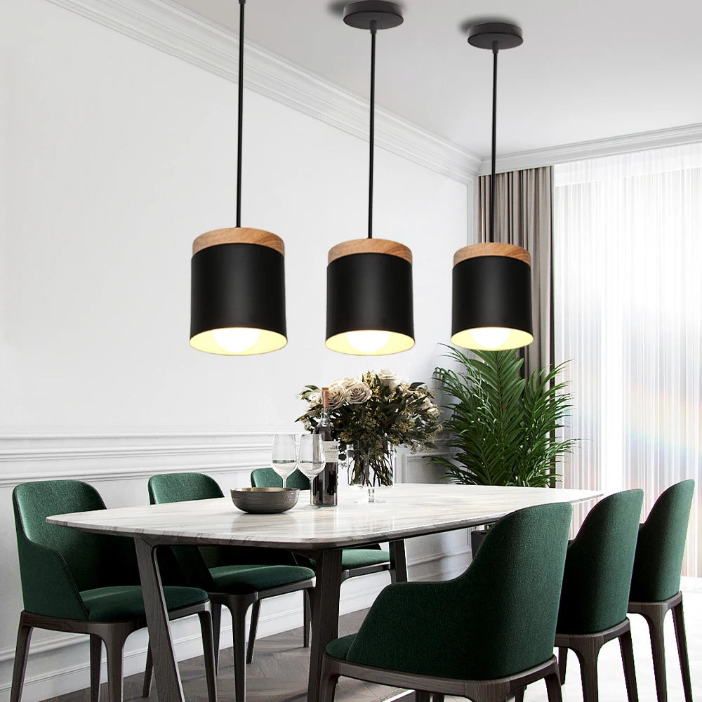 lampes suspendues nordiques en bois moderne pour éclairage intérieur - vue 4 sur 12