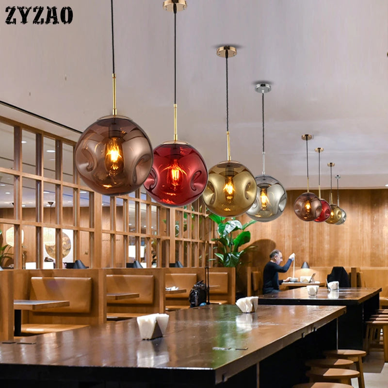 Nordic design colourful glass pendant light for interior decor - vue 4 sur 10