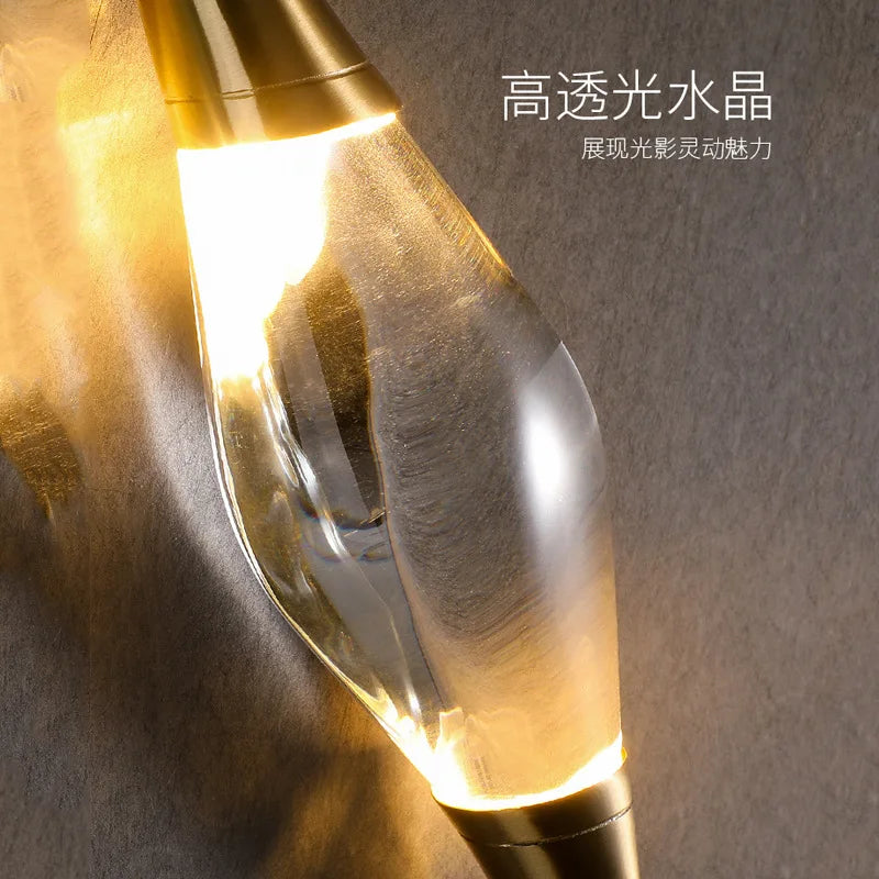 lampe de chevet postmoderne nordique en cuivre et cristal - vue 4 sur 6