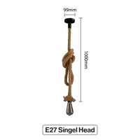 Vintage hemp rope pendant light base E27 1m 1.5m 2m 2.5m 3m 85-265V industrial loft retro hanging Edison ST64 G95 pendant