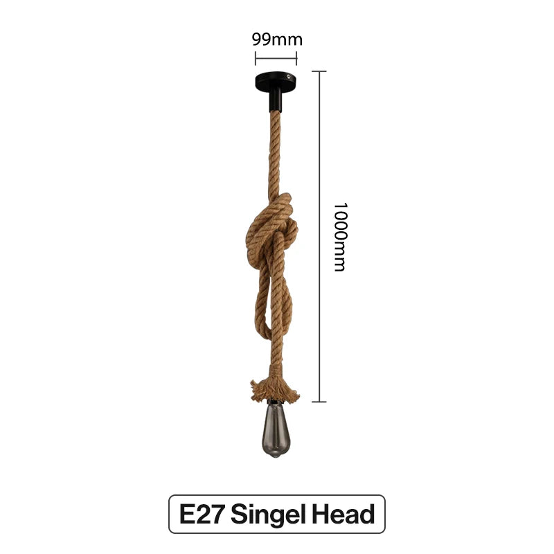 Vintage hemp rope pendant light base E27 1m 1.5m 2m 2.5m 3m 85-265V industrial loft retro hanging Edison ST64 G95 pendant