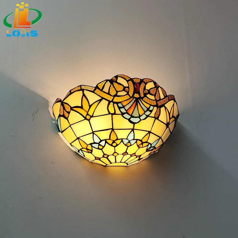 applique murale en verre style européen art déco tiffany - vue 3 sur 6