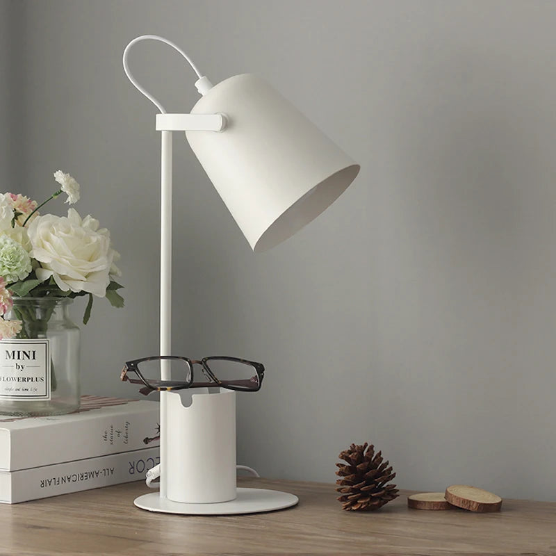 lampe de table led réglable style nordique avec porte-stylo protection yeux - vue 6 sur 12