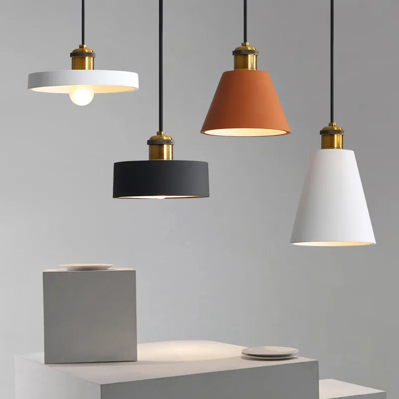 Minimalist modern retro loft pendant light with lampshade for kitchen, dining room, bedroom, restaurant - vue 6 sur 22