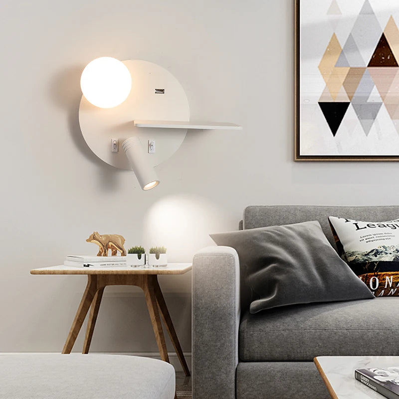 applique murale modernes minimalistes avec usb angle réglable - vue 5 sur 10