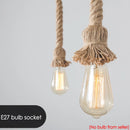 Adjustable vintage hemp rope chandelier for restaurant