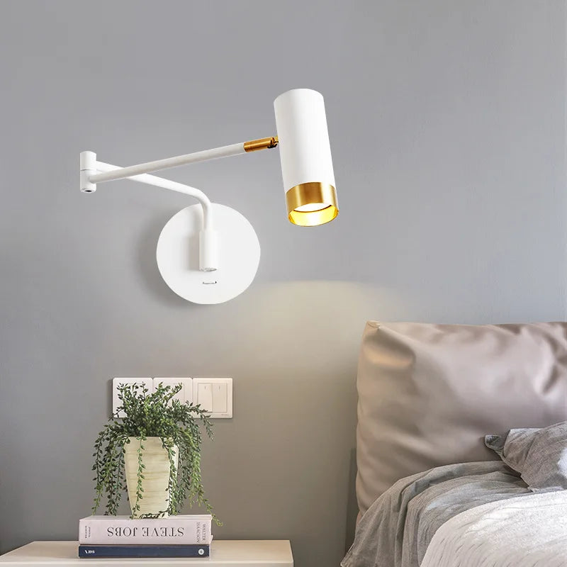applique murale extensible avec interrupteur pour lecture avec bras pivotants - vue 2 sur 8