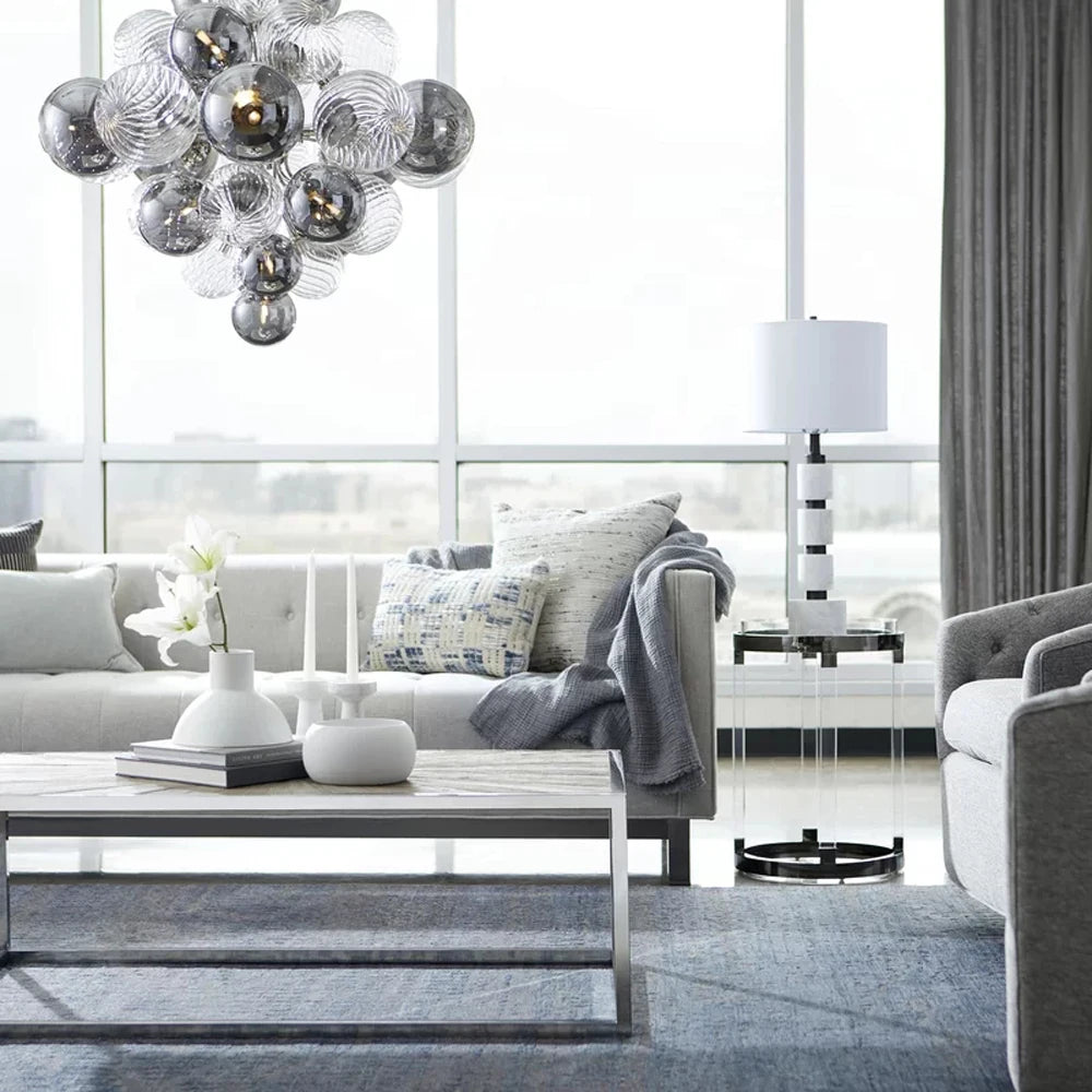 suspension design à bulles de verre moderne avec led - vue 5 sur 6