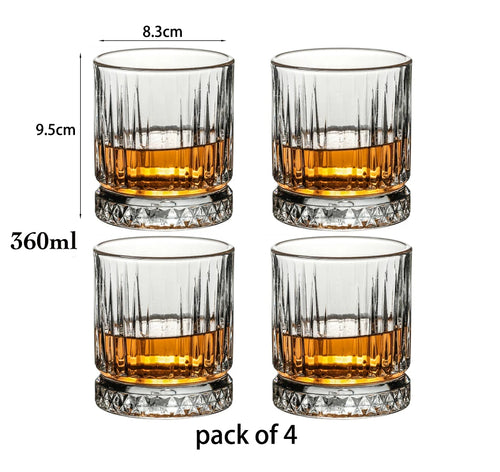lot 4 verres whisky relief old fashioned crystal