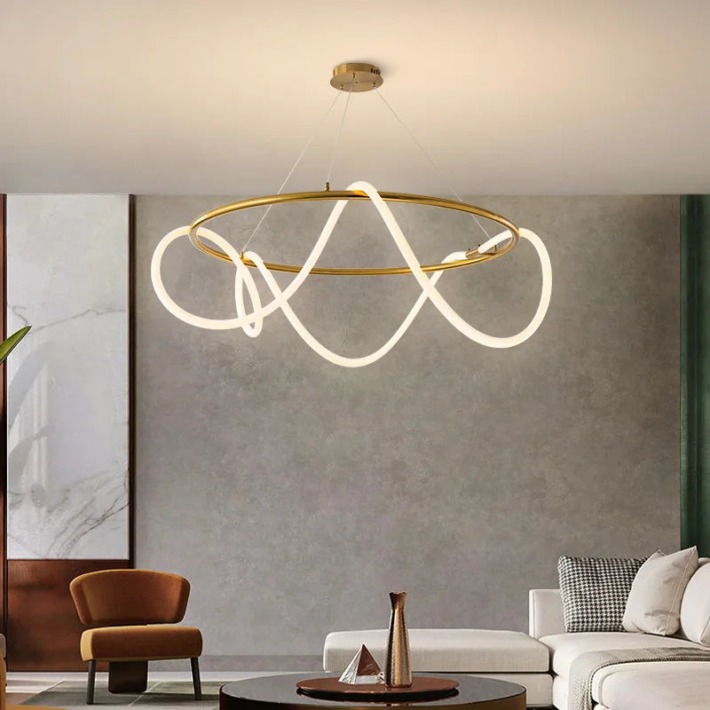 Creative Line Pendant Lamp with 360 degree Lighting for Bedroom Living room Dining room Kitchen lighting - vue 6 sur 11