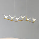 lustre moderne de luxe en cristal avec lampe d'oiseau led