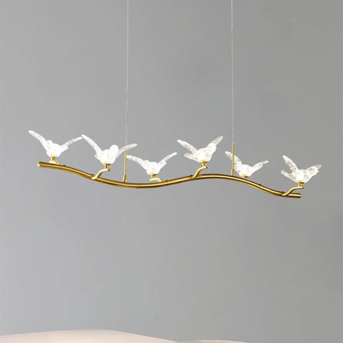 lustre moderne de luxe en cristal avec lampe d'oiseau led