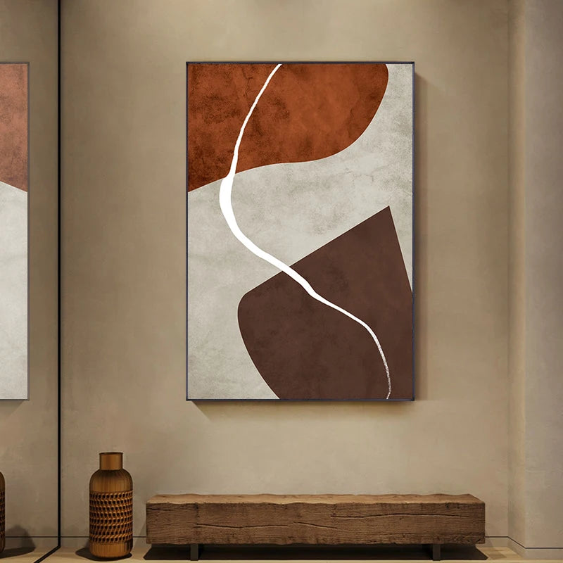 Tableau  peinture murale abstraite moderne en blocs géométriques minimalistes - vue 3 sur 9