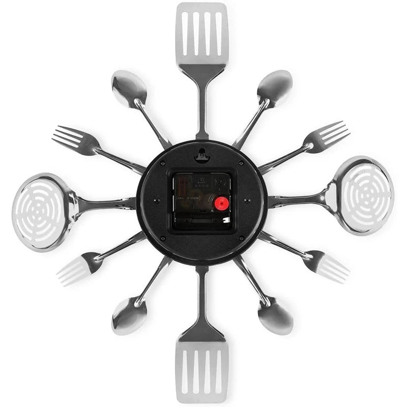 Large Kitchen Wall Clocks with Spoons and Forks,Great Home Decor and Nice Gifts,Wall Clock Creativ Tableware Wall Clock - vue 4 sur 7
