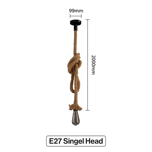 Vintage hemp rope pendant light base E27 1m 1.5m 2m 2.5m 3m 85-265V industrial loft retro hanging Edison ST64 G95 pendant - vue 10 sur 12