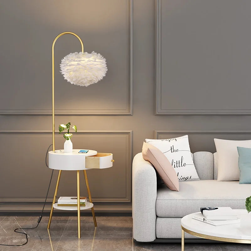 lampadaire nordique en plumes pour décoration intérieure élégante - vue 5 sur 10