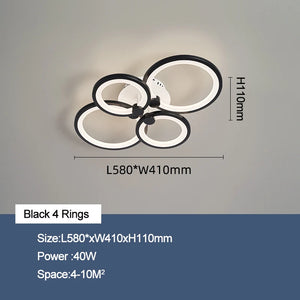 lustre moderne à anneaux circulaires avec éclairage led