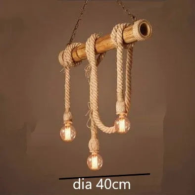 vintage bamboo rope pendant light for home decor