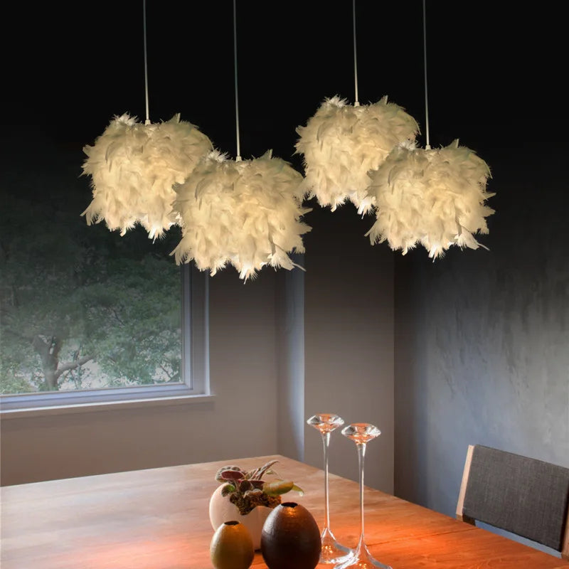 E27 lampes suspendues plume romantique Suspension pour chambre salon éclairage lampe à main plume d'oie Suspension Luminaire - vue 4 sur 9