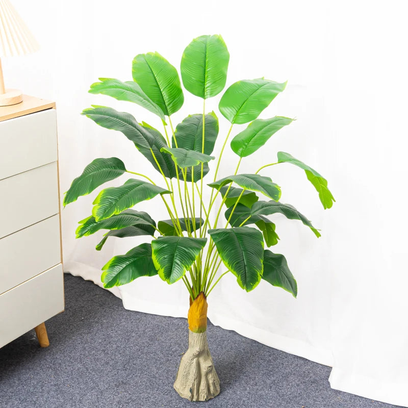 bananier artificiel tropical avec grandes feuilles en plastique - vue 7 sur 8