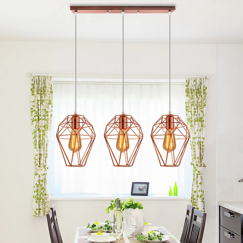 lustre led vintage moderne 1/3 têtes suspension abat-jour - vue 7 sur 12