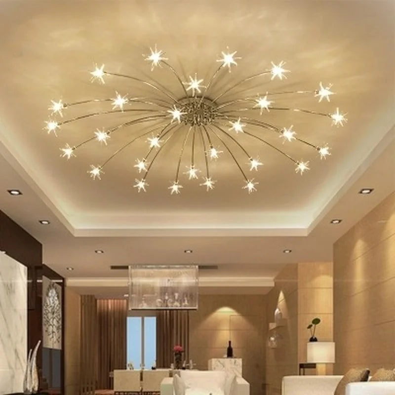 plafonnier moderne rond en cristal avec étoiles lumineuses - vue 3 sur 6