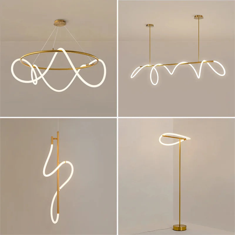 Creative Line Pendant Lamp with 360 degree Lighting for Bedroom Living room Dining room Kitchen lighting - vue 5 sur 11