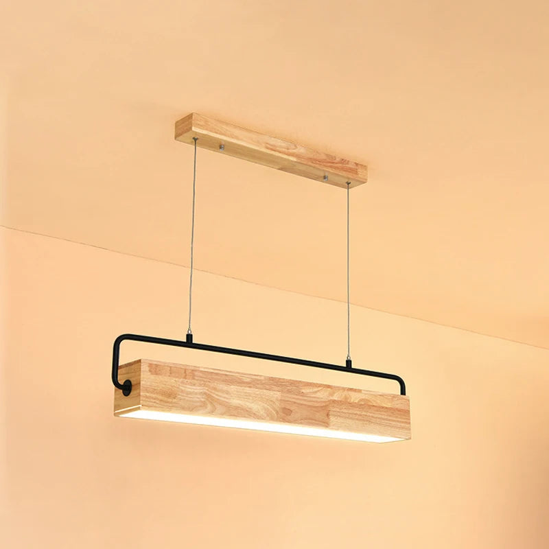 lampes suspendues nordiques en bois led modernes - vue 4 sur 7
