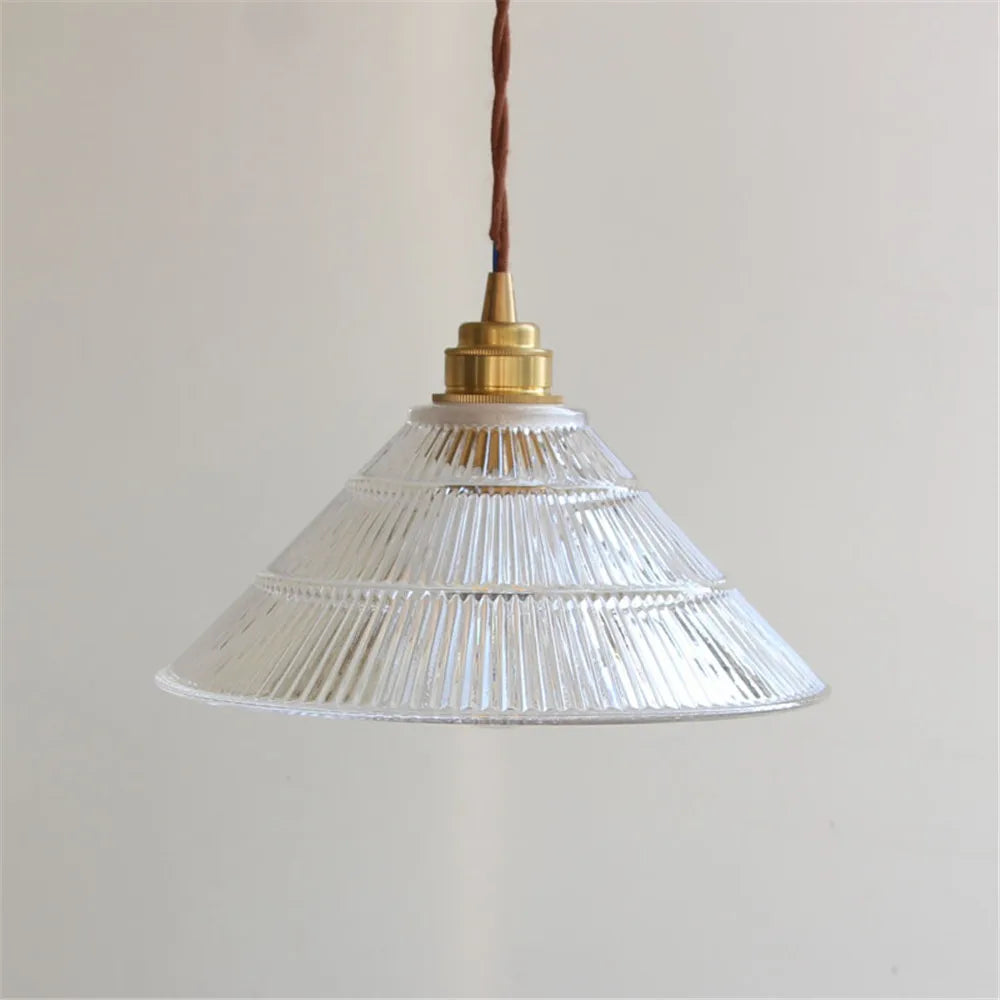 suspension luminaire led en verre et laiton style loft moderne - vue 4 sur 6