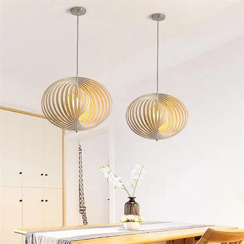 Minimalist wood LED Spherica pendant light for Nordic office
