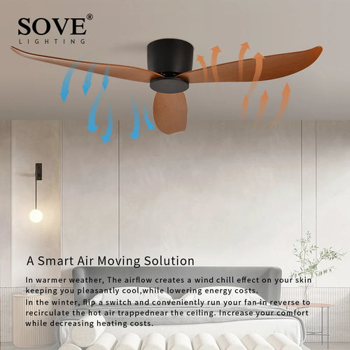 SOVE ventilateurs de plafond modernes à plancher bas sans lumière DC 30W ventilateur de plafond avec télécommande maison ventilateur de plafond Simple pas de lumières 220V