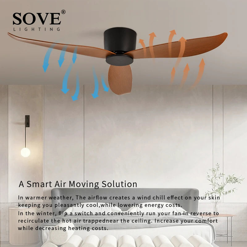 SOVE ventilateurs de plafond modernes à plancher bas sans lumière DC 30W ventilateur de plafond avec télécommande maison ventilateur de plafond Simple pas de lumières 220V