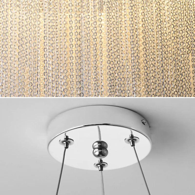 lustre moderne en aluminium avec pampilles rondes et éclairage led - vue 6 sur 7