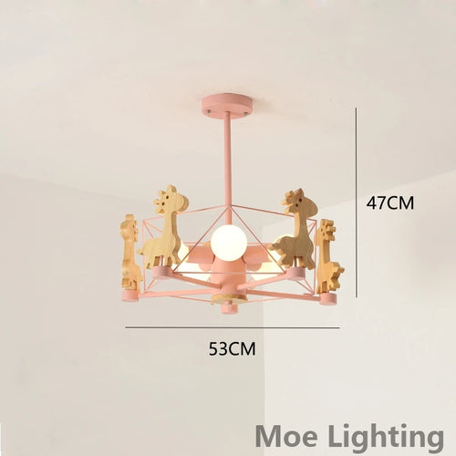 suspension girafe en bois à led pour enfants