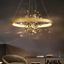 lustre led de luxe moderne en cuivre pour hôtel