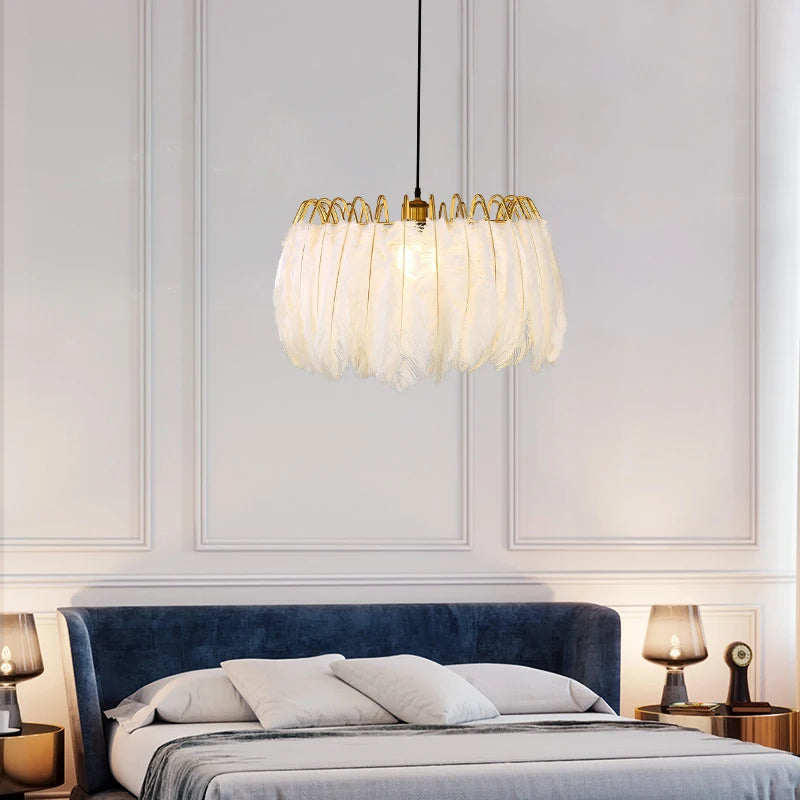 suspension moderne romantique en plumes pour décoration intérieure - vue 4 sur 8