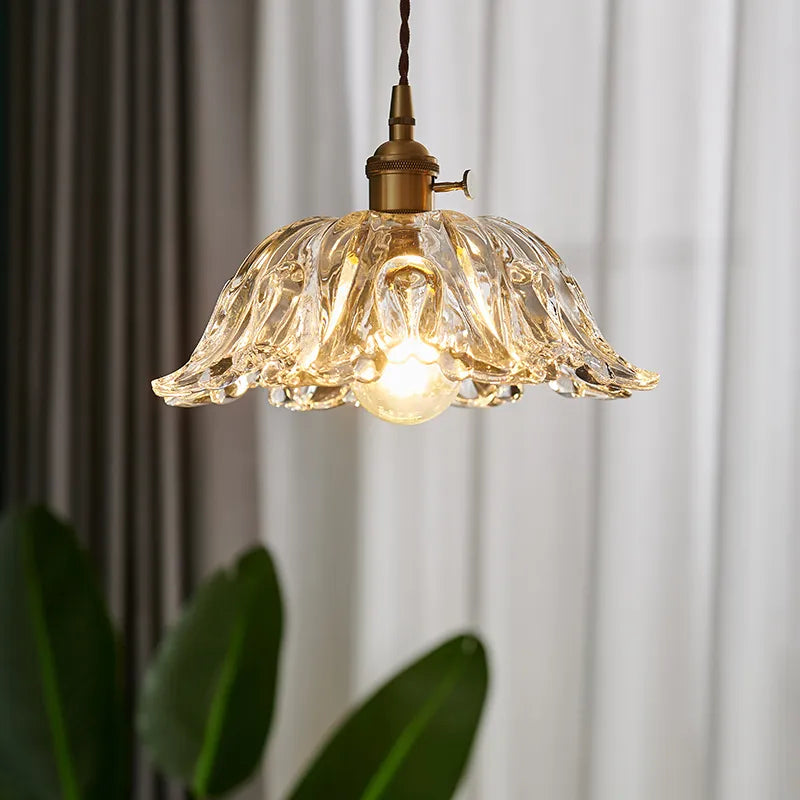 Lustre japonais en verre de laiton - vue 5 sur 23