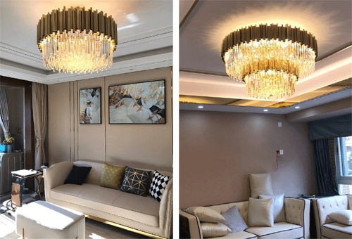 lustre en cristal doré moderne design pour intérieur élégant - vue 6 sur 6