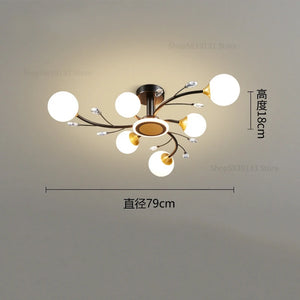 Modern vintage-style crystal glass ceiling light with LED lighting