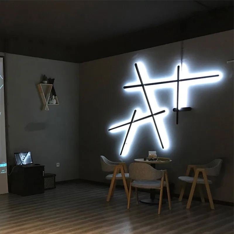 applique murale led rétro-éclairé simple longue bande art déco - vue 5 sur 9