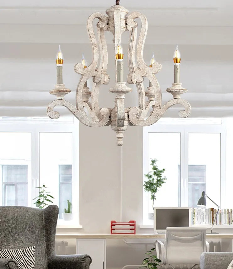 lustre en bois de style européen pour décoration intérieure - vue 7 sur 6