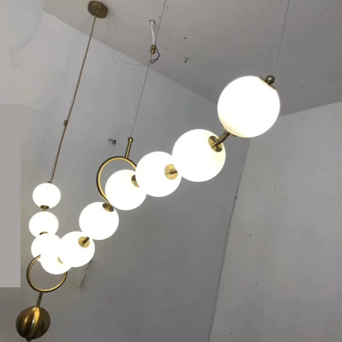 lustre à led en chaîne de boules en verre élégant et moderne - vue 5 sur 7