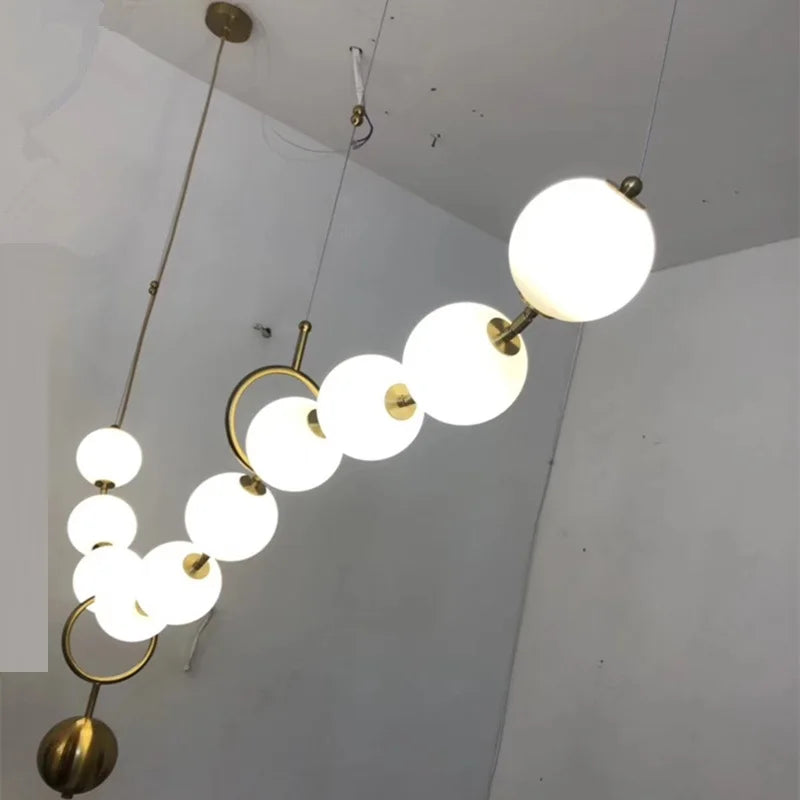 lustre à led en chaîne de boules en verre élégant et moderne - vue 4 sur 7