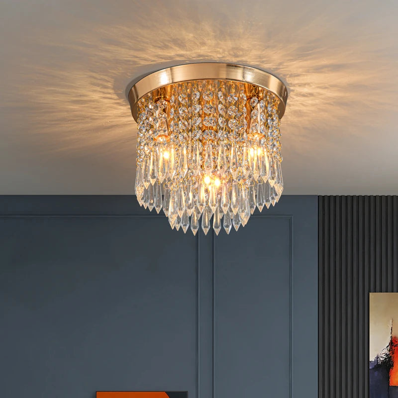suspension en cristal doré et argenté pour décoration intérieure - vue 3 sur 7