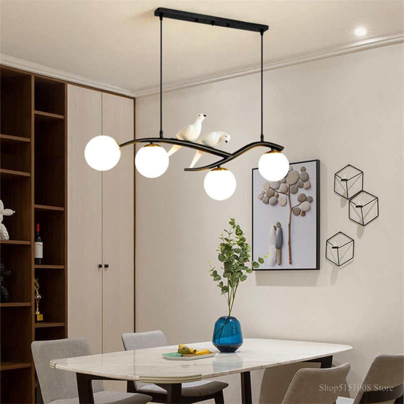 lampe d'oiseau nordique lustre moderne en verre led - vue 4 sur 14