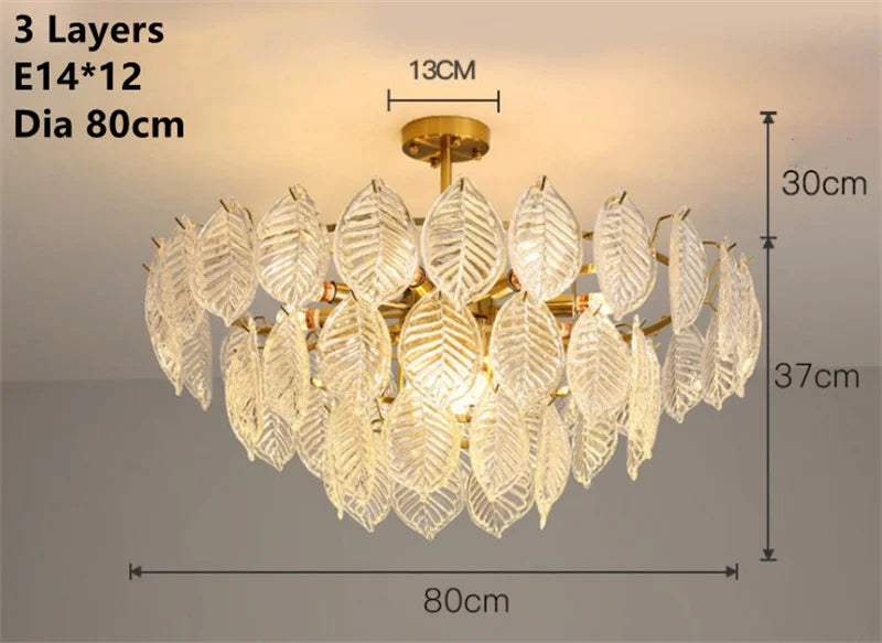 Modern vintage gold glass chandelier for interior decor