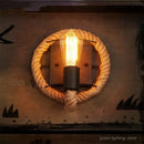 Industrial vintage hemp rope wall light