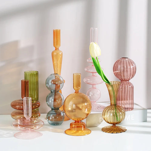 Nordic Glass candle holders, romantic Dinner home decoration, candlestick for birthday wedding, candle holder portavelas decor - vue 2 sur 31