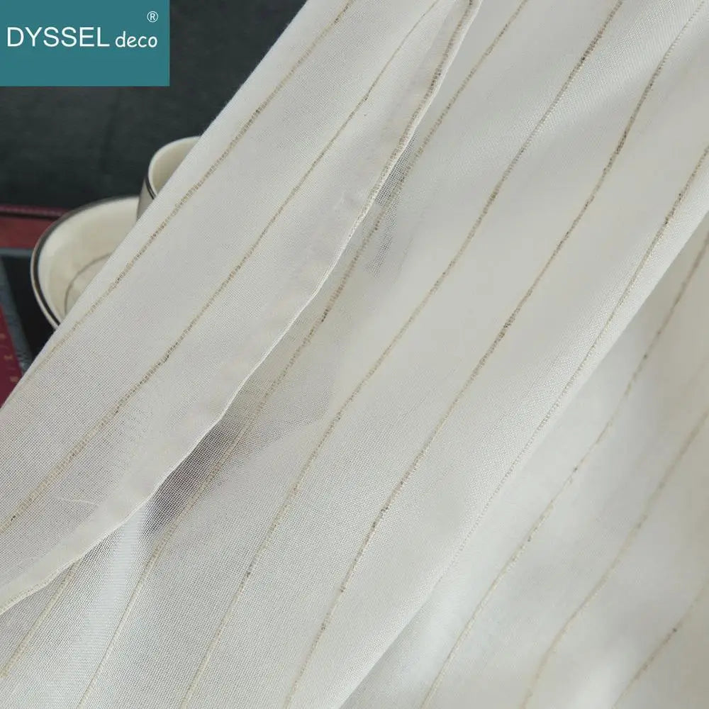 Rideau semi transparent rayures rétro style européen intérieur