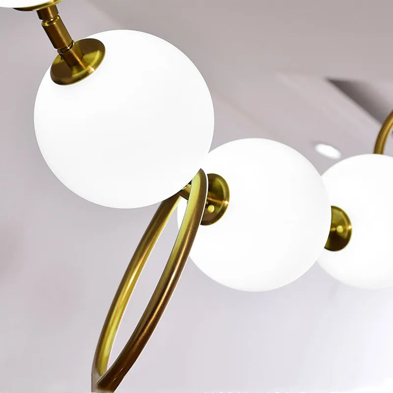 lustre à led en chaîne de boules en verre élégant et moderne - vue 6 sur 7